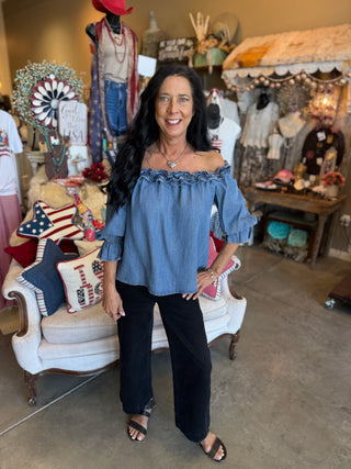 Off The Shoulder Denim Blouse