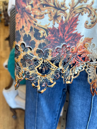 Leopard Pumpkin Lace Tank Top