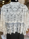 Natural or White Crochet and Lace Cardi