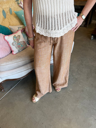 Coconut Brown  or Navy Linen Blend Pant