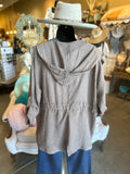 Linen Jacket in Taupe, Khaki and Blue Jeans