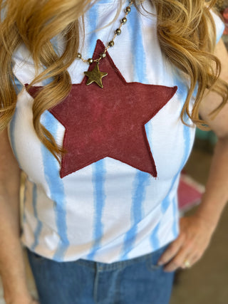 Star Patch Striped Sleeveless Top