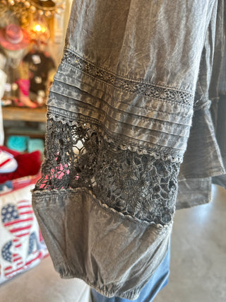 Charcoal Ruffled Layered Top by Pol