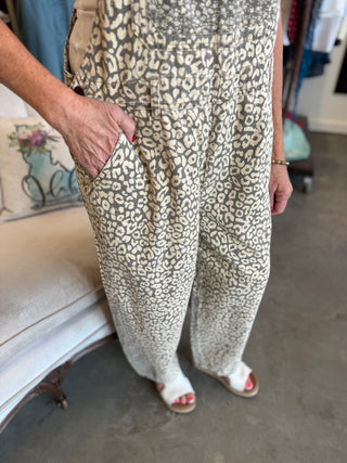 Mocha Leopard Print Overalls