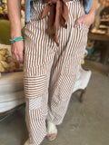 Caramel Striped Barrel Pants