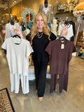 Short Sleeve Sweater Set In Beige, Black or Brown