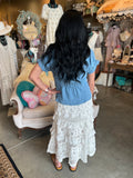 White or Natural Crochet and Lace Skirt