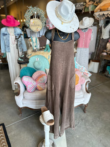 Double Gauze Overall in Brown