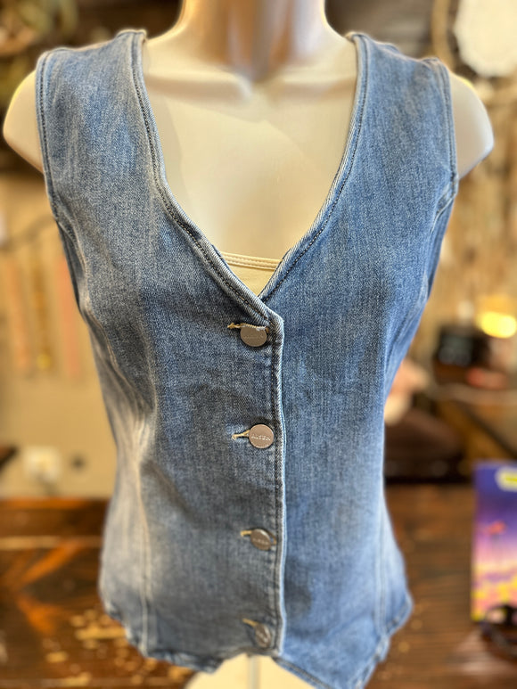 Denim Button Down Vest