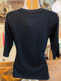 Rib Knit 3/4 Sleeve Top in Black, Taupe,  Ivory, Apricot or Pink