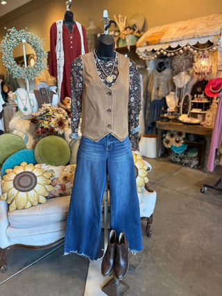 Brown Floral Mesh Top