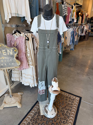 Olive Patch Overalls