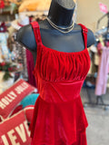 Red Velvet Tiered Dress