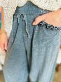 Blueberry Linen Ruffle Pant