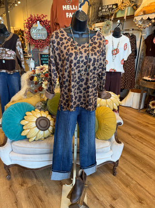 Leopard Print Knit Pullover Sweater