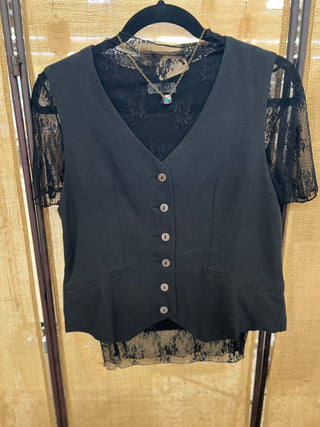 Mesh Lace Short Sleeve Top