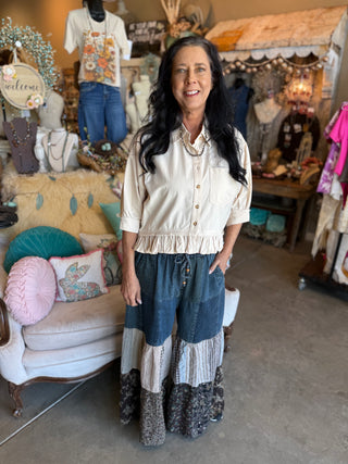 Bone Ruffle Hem Blouse