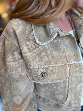 Sand Paisley Denim Jacket