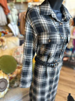 Black and Tan Plaid Long Jacket