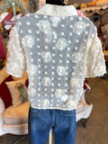 Cream Rosette Chiffon Top