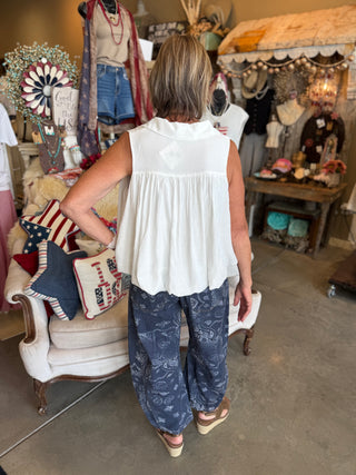White Sleeveless Bubble Top