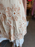 Latte Floral Embroidery Mini Dress