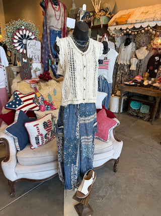 Blue Patchwork Pant