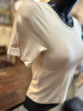 Short Sleeve Waist Length Top in Sand