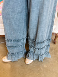 Blueberry Linen Ruffle Pant