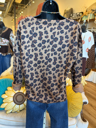 Leopard Print Knit Pullover Sweater