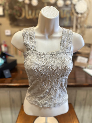 Floral Jacquard Tank Top in Coffee, Ivory, Oatmeal, Jade, Black and Red