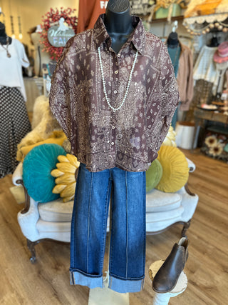 Brown Paisley Print Blouse