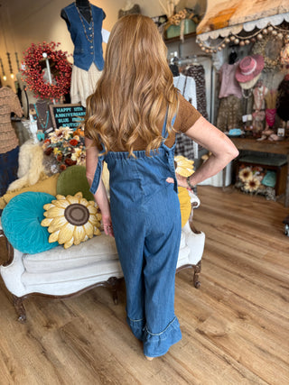 Denim Ruffle Overalls