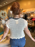 Cream Open Knit Ruffle Sweater