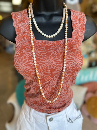 Black or Rust 2Tone Jacquard Tank Top