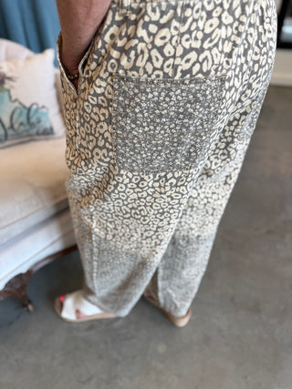 Mocha Leopard Print Overalls