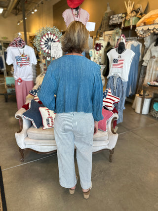 Pol White or Blue Whimsy Blouse