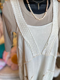 Natural Crochet Patch Overalls