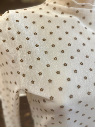 Brown Daisy Mesh Top