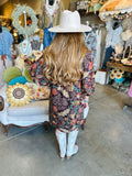 Brown Floral Mini Dress
