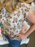 Camel Floral  Print Blouse