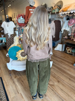 Mocha Lace Trimmed Pullover