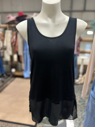 Black or Teal Tank Top with Chiffon Lace Layer