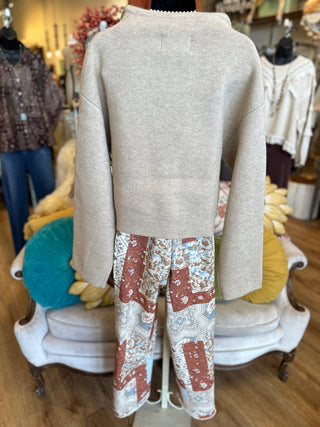 Patchwork Print Wide-Leg Pants