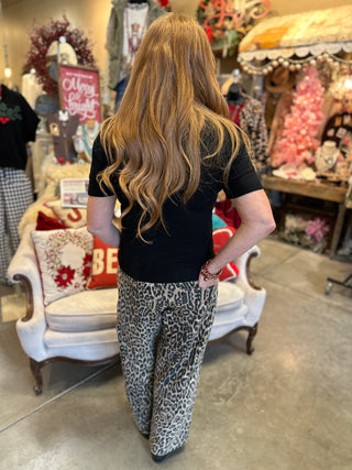 Leopard Tie Waist Barrel Jeans