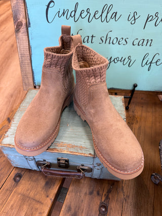 Corkys Keep Me Warm Bootie in Black, Ivory and Taupe
