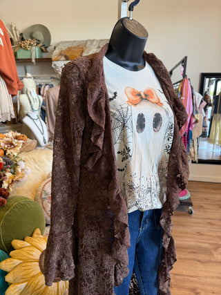 Suede Brown Lace Duster