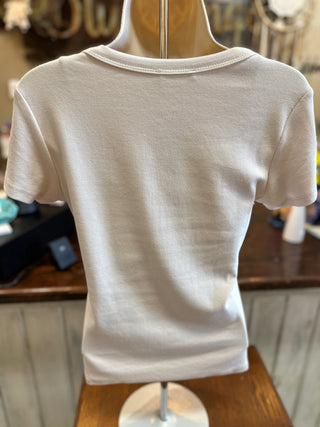 Cream  or Black Rib Knit Tee