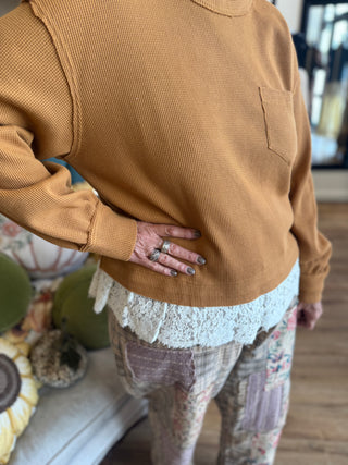 Sepia Lace Trim Thermal Top