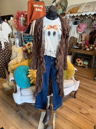 Suede Brown Lace Duster